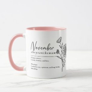 Caneca Mês de Nascimento do Novembro Flor Chrysanthemum M