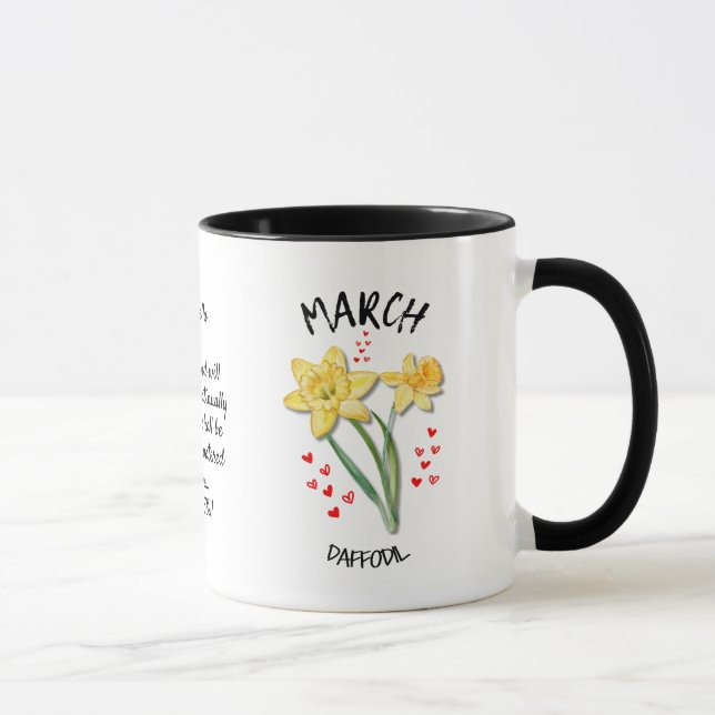 Caneca Mês de Nascimento Personalizado MARCH Daffodil (Direita)