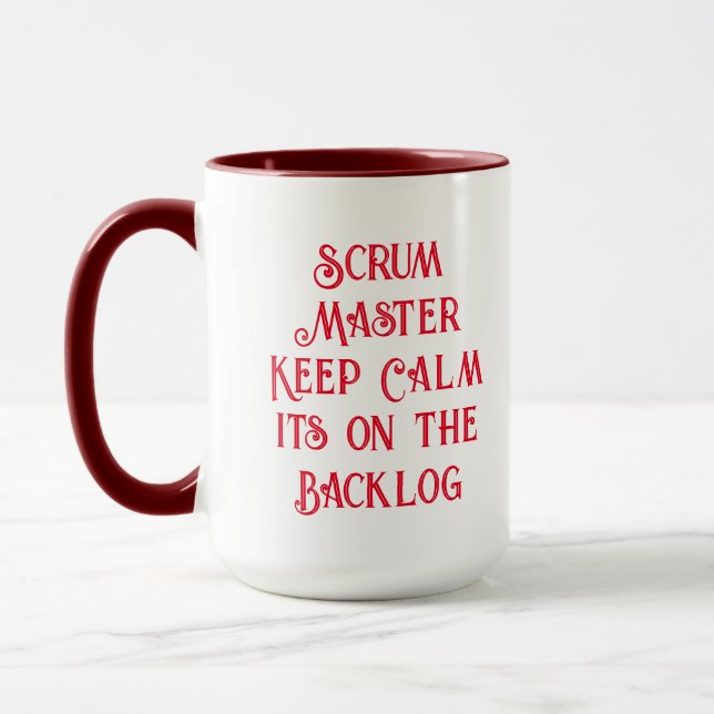 Caneca mestra do scrum Mantenha a calma no bico. (Esquerda)