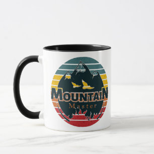 Caneca Mestre do pôr do sol retrô montanhoso