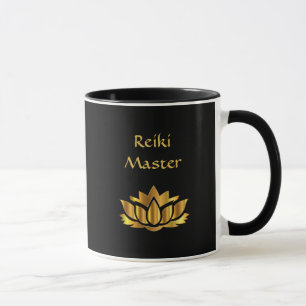 Caneca Mestre preto/Dourado de Reiki