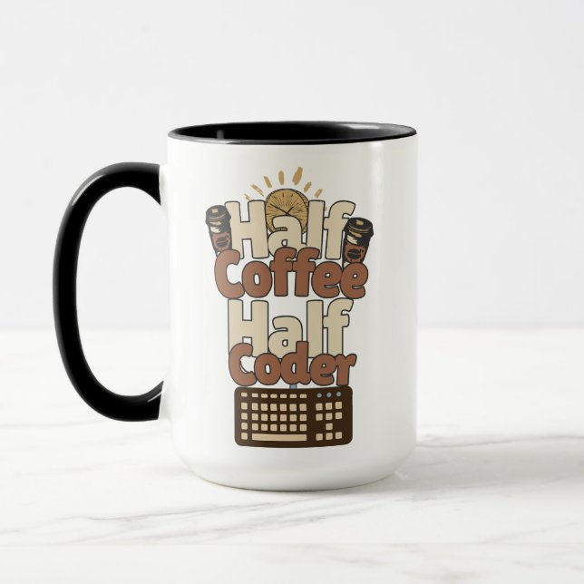Caneca Metade Café, Metade Programador (Esquerda)