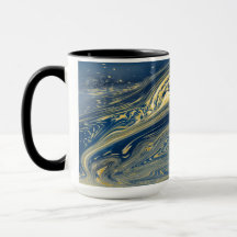 Caneca metálica azul e dourada