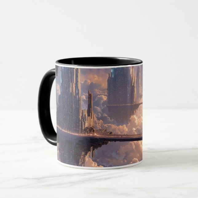 Caneca Metrópole Flutuante nas Nuvens (Frente Esquerda)