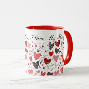 Caneca Meu Amor Para Você, Eu Dou Meu Coração - Padrão De