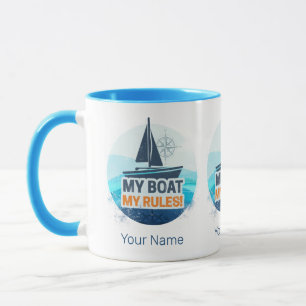 Caneca Meu Barco Minhas Regras para Capitão ou Skipper Vi