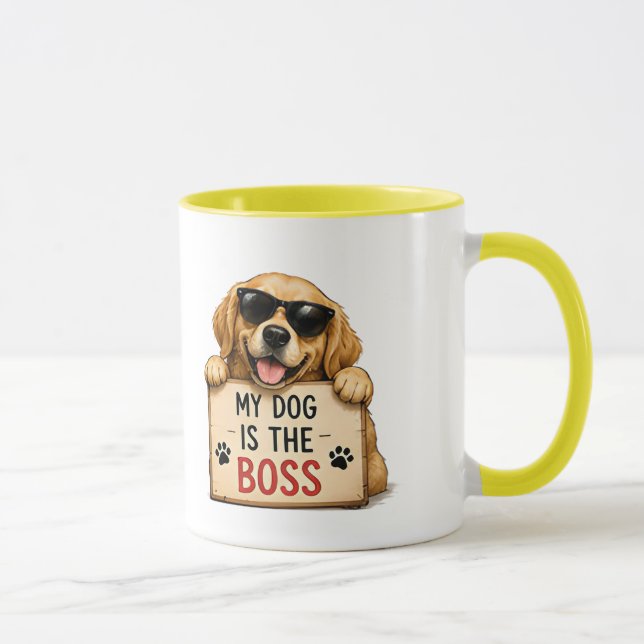 Caneca 🐾 Meu Cachorro É O Chefe Citação Divertida de Cac (Direita)
