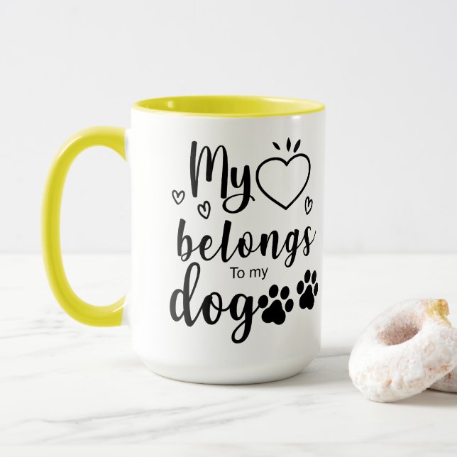 Caneca Meu Coração Pertence ao Meu Cão (Com Donut)