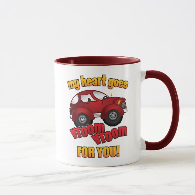 Caneca Meu coração vai Vroom Vroom para você! (Direita)
