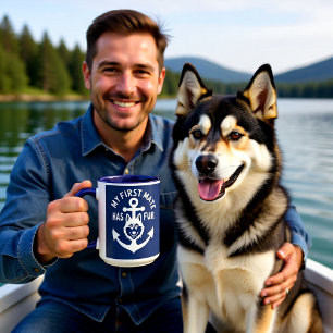 Caneca Meu Primeiro Companheiro Tem Pelo Husky Cão Barco