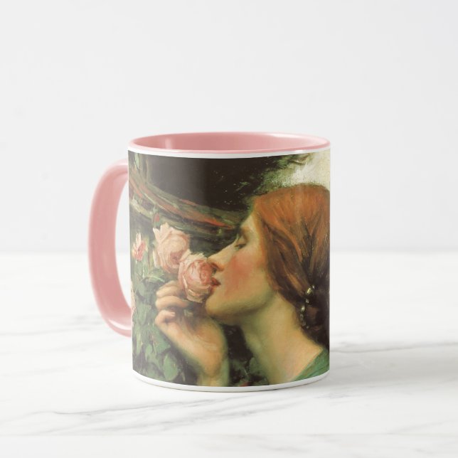 Caneca Meu Rosa doce, ou Alma do Rosa por Waterhouse (Frente Esquerda)