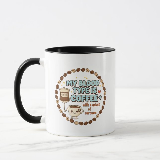 Caneca Meu Tipo Sanguíneo é Café+ (Esquerda)