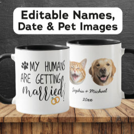 Caneca Meus Humanos estão se casando Casal e Animais de E