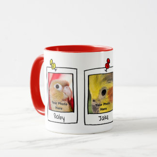 Caneca Meus Pássaros de Estimação Retro Colagem de Fotos