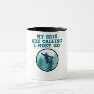 Caneca Meus Skis Estão Chamando Esportes Skiier Snowboar