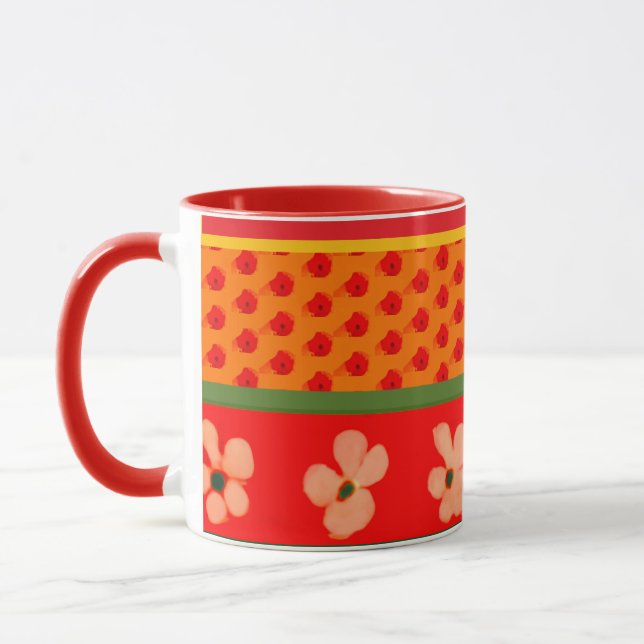 Caneca Mexicana com Desenhos Verdes e Vermelhos (Esquerda)