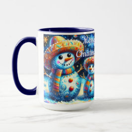 Caneca Mexicanos de Arte Folclórica Snowman Pessoas de ne