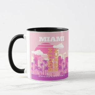 Caneca Miami Beach, Miami Viagem Art, Preppy Room, rosa