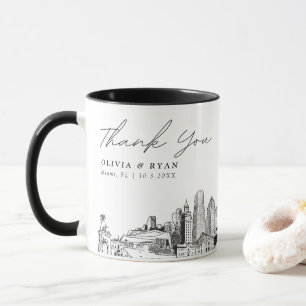 Caneca Miami Sketch Simples Casamento Personalizado Coffe