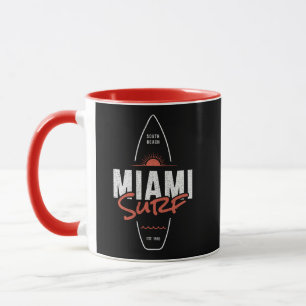 Caneca Miami Surf – Design de Surfboard Sunset Vintage da