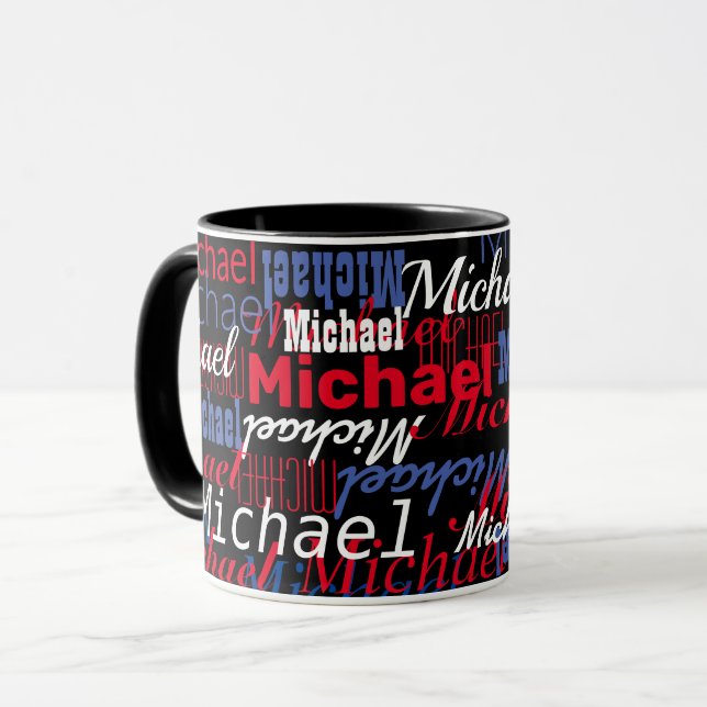 Caneca Michael Custom Name Black Mug (Frente Esquerda)