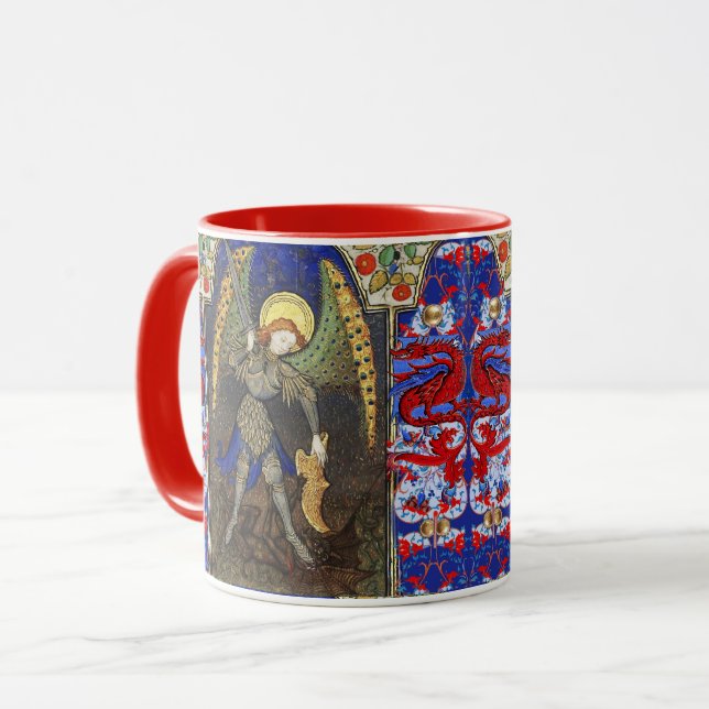 Caneca Michael, o Arcanjo com o Diabo, Dragões Vermelhos (Frente Esquerda)