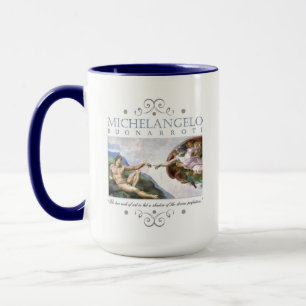 Caneca Michelangelo Criação de Homem de Pintura com Cit