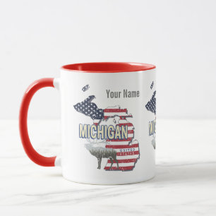 Caneca Michigan Estados Unidos - Retro State Map Vintage 