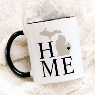 Caneca Michigan Home Beige and Cinza Custom City Heart