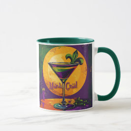 Caneca Mid Century Mardi Gras Sunset Fleur De Lis Martini