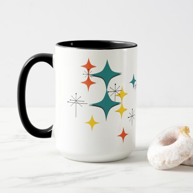 Caneca Mid Century Modern Eames Atomic Era Starbursts  (Com Donut)