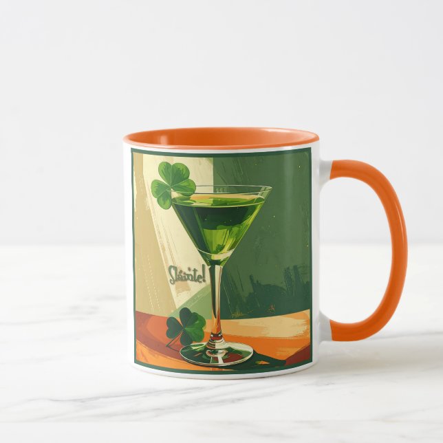 Caneca Mid Century Modern Shamrock Martini Sláinte!  (Direita)
