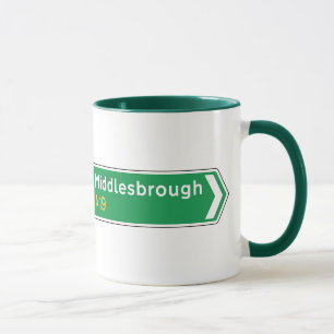Caneca Middlesbrough, sinal de estrada BRITÂNICO
