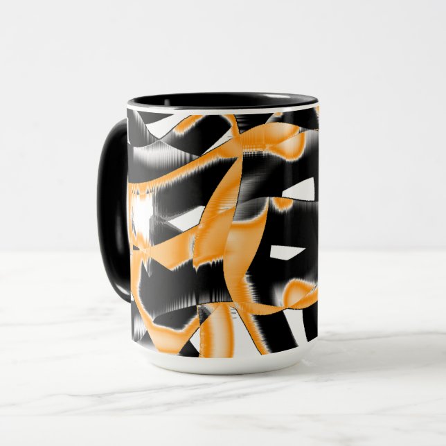 Caneca Mídia estranha de fitas queimadas, arranhão branco (Frente Esquerda)