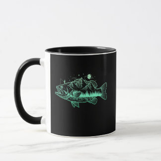Caneca Midnight Bass Fishing Wilderness Double Exposure