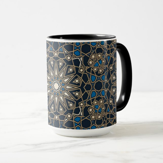 Caneca Midnight & Gold Royal Islamic Geometric Mosaic (Frente Esquerda)