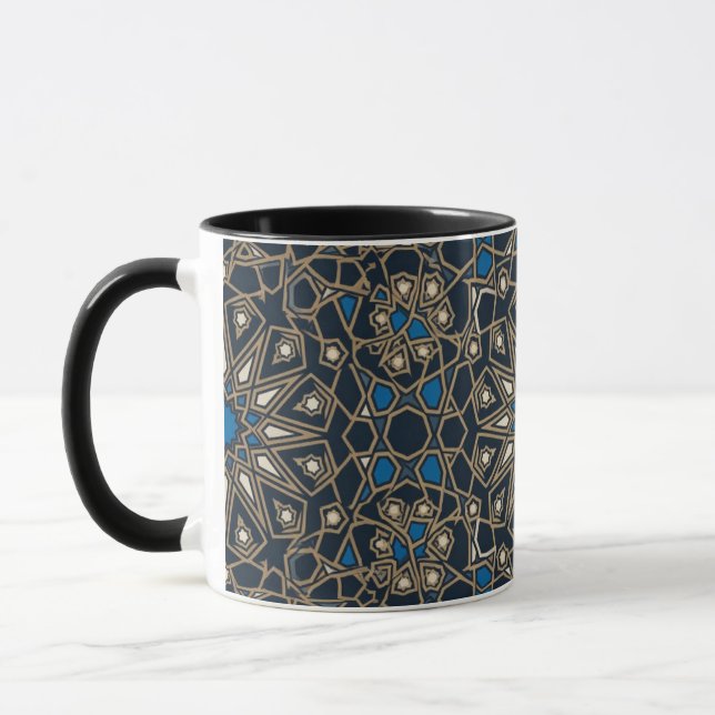Caneca Midnight & Gold Royal Islamic Geometric Mosaic Mug (Esquerda)