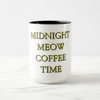 Caneca Midnight Meow Coffee Time–Black & Gold Cat Mug