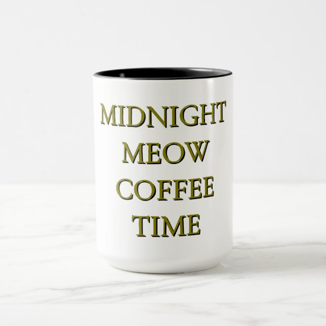 Caneca Midnight Meow Coffee Time–Black & Gold Cat Mug (Centro)