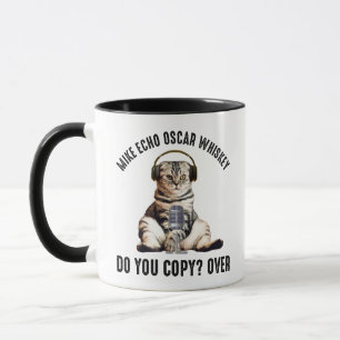 Caneca Mike Echo Oscar Whiskey Ham Radio Cat