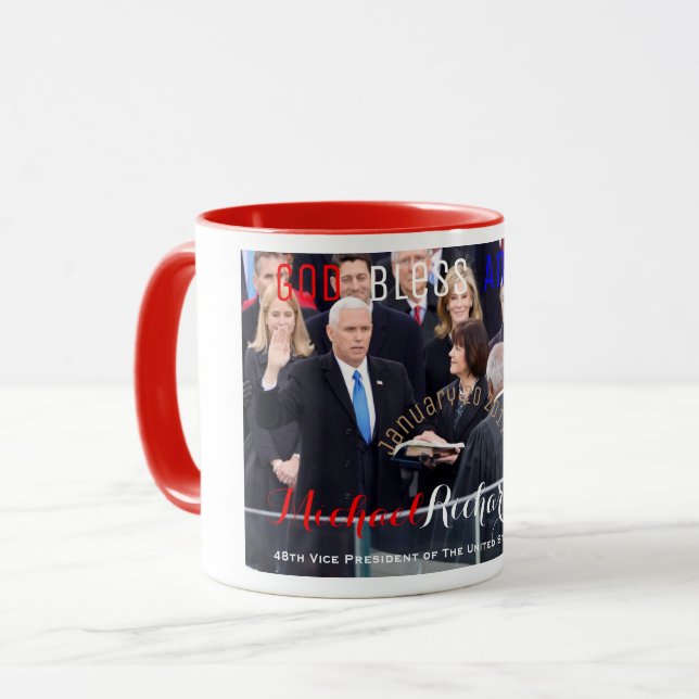 Caneca Mike Pence 48º vice-presidente dos EUA prestou jur (Frente Esquerda)