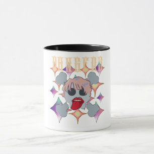 Caneca Mikitiez rock star skull red aniversário redlip