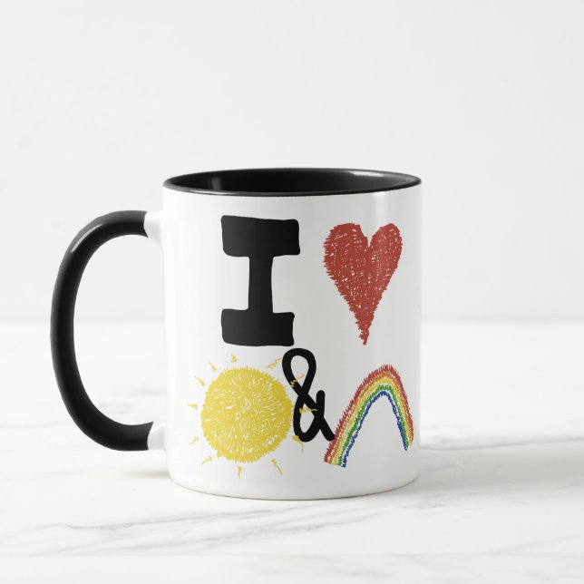Caneca Mim coração Sunshines e arcos-íris (Esquerda)
