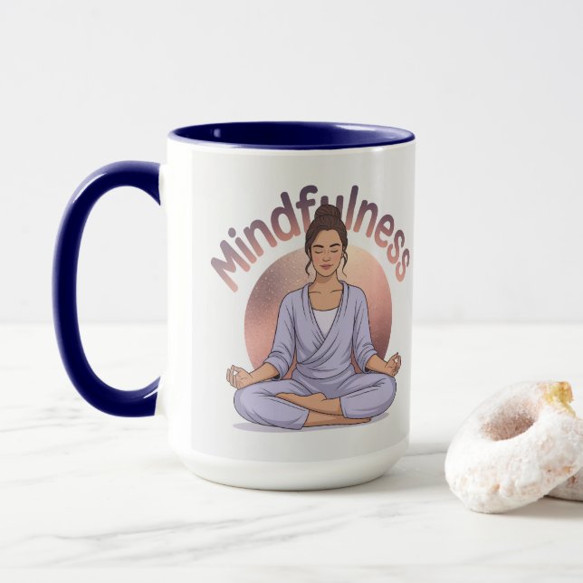 Caneca Mindfulness Meditation Mug Navy Blue Combo (Com Donut)