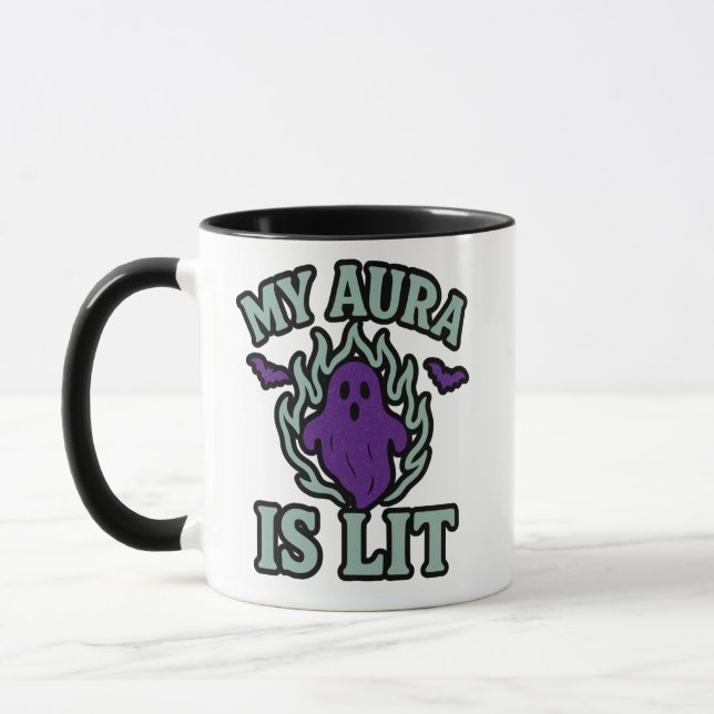 Caneca Minha Aura Está Acesa – Estética Roxa (Esquerda)