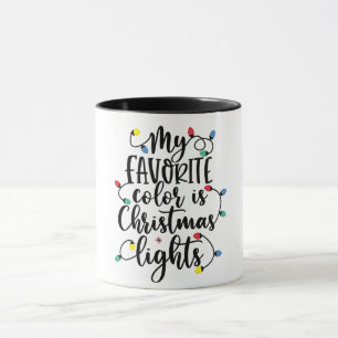 Caneca Minha Cor Favorita é Papai Noel das Luzes de Natal