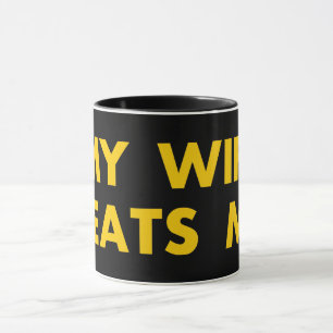 Caneca Minha Esposa Bate Em Mim Retro Vintage Engraçado