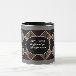 Caneca Minha graça é suficiente para a Cinza de impress