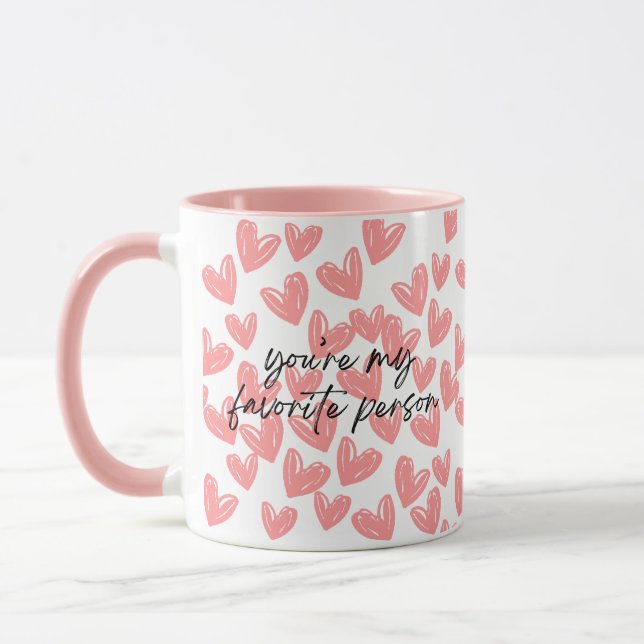 Caneca Minha Pessoa Favorita Corações Rosa Dois Tons Mug (Esquerda)