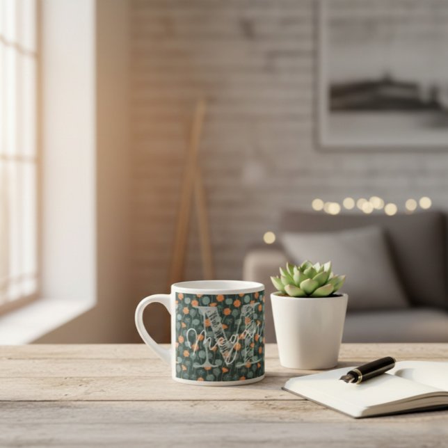Caneca Mini de Café com Flores Personalizadas (Criador carregado)